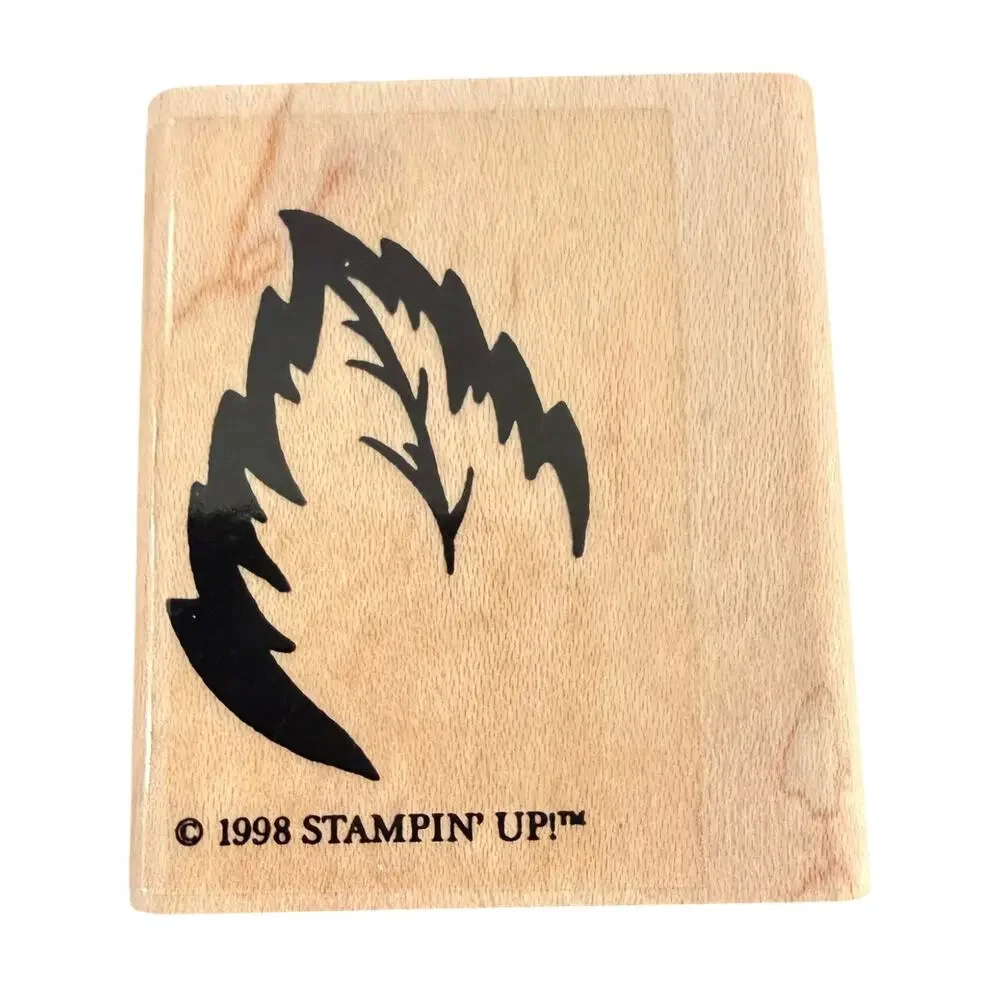 Stampin' Up! Vintage 1998 Leaf Outline Crafting Rubber Stamp